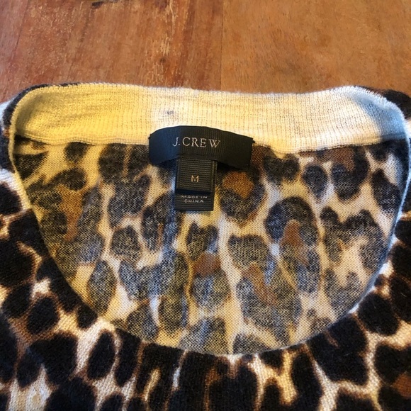 J. Crew Sweater Animal Print Lightweight Marino Wool - Picture 3 of 6